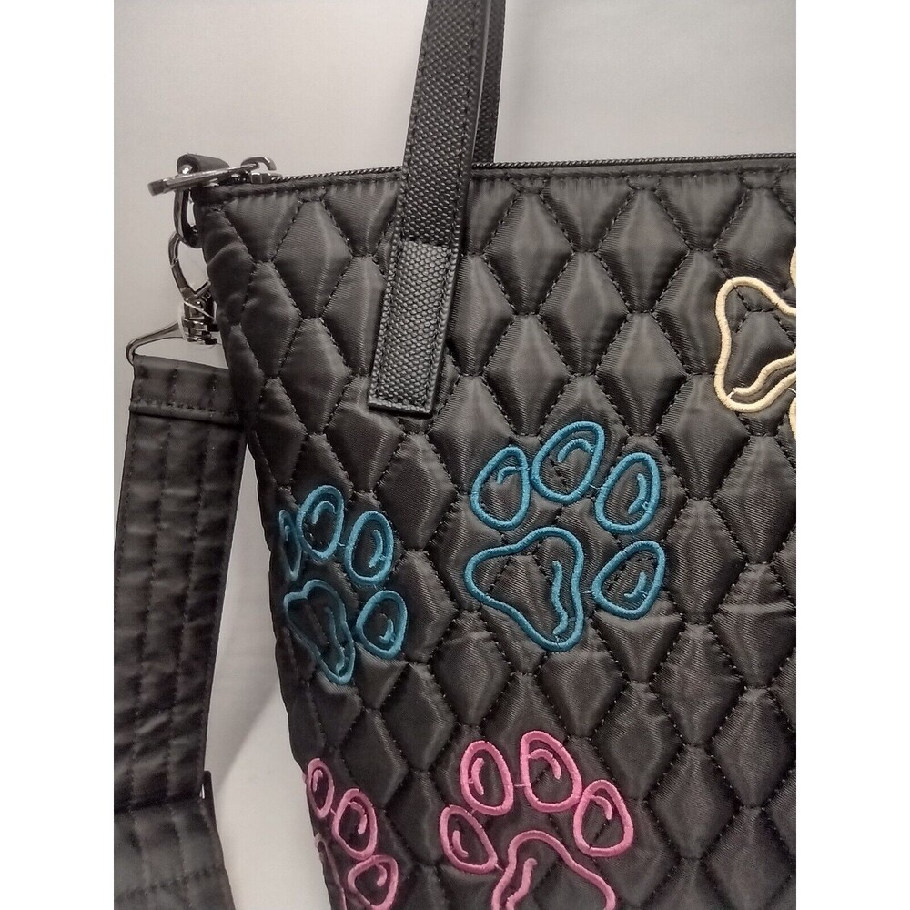 🐾 Lug Sprinkler Hand Bag “Embroidered Paws Black” Colorful Paw Prints. - Picture 3 of 8